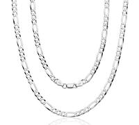 AKA Gioielli® - Collar Hombre Mujer Plata de Ley 925 Auténtica - Cadena Figaro 7mm en Plata de Ley 925 Maciza - Collar Hipoalergénico Longitudes: 45 50 55 60 65 75 cm - Made in Italy