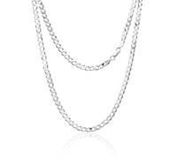 Aka Gioielli® - Collar Hombre Mujer Plata De Ley Esterlina 925 Rodio - Cadena Cubana Frenar 5 mm - Longitud: 76 cm