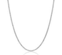 AKA Gioielli - Collar Mujer Hombre Plata 925 Rodiada - 2.3mm Cadena Cubana sin Colgante - Joyería Italiana - 70 cm largo