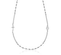 AKA Gioielli® - Collar Rosario gargantilla Plata de Ley 925 con Medalla de la Virgen Milagrosa y Cruz para Mujer y hombre