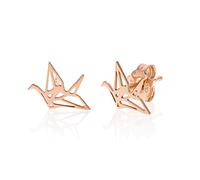 Aka Gioielli® - Pendientes Origami Cisne Plata de Ley 925 Chapada en Oro Rosa para Mujer y Niña