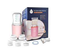 Aka & Lou Calentador de biberones portátil para viajes, calentamiento rápido con función de retención de calor, 4 controles de temperatura, calentador de leche para bebé, recargable.