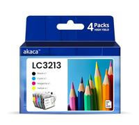 akaca LC3213 Cartuchos de Tinta compatibles con Brother LC 3211 LC 3213 para MFC-J497DW MFC-J890DW MFC-J895DW DCP-J572DW DCP-J772DW DCP-J774DW (1 Negro, 1 Cian, 1 Amarillo, 1 Magenta)