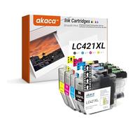akaca LC421XL Cartuchos de Tinta Compatibles con Brother LC421XL, para Brother DCP-J1050DW MFC-J1010DW DCP-J1140DW (1x Negro, 1x Cian, 1x Magenta, 1x Amarillo)