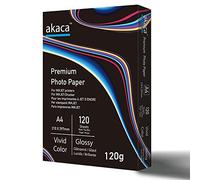 akaca Papel Fotográfico Brillante A4 (210 x 297 mm), 120 Hojas, 120 g/m², Ultra Thin Premium Glossy Photo Paper, para Todas Las Impresoras de Inyección de Tinta