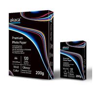 akaca Premium Glossy Photo Paper (200 g A4 | 120 hojas + 200 g 10 x 15 | 120 hojas) para todas las impresoras de inyección de tinta