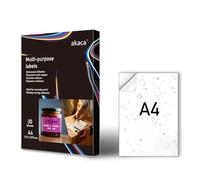 akaca Vinilo Papel Adhesiva Imprimible A4, 30 hojas, Blanco Mate, Etiqueta Imprimible, Impermeable, Resistente al Desgarro, para Impresoras Láser & de Inyección de Tinta, 210 x 297 mm