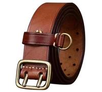 AKAFKKPYXSD Cinturones De Cuero De Vacuno para Vaqueros Cinturón Clásico Ajustable Hecho A Mano con Hebilla Doble De Moda(105cm/waist:35", Brown)