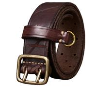 AKAFKKPYXSD Cinturones De Cuero De Vacuno para Vaqueros Cinturón Clásico Ajustable Hecho A Mano con Hebilla Doble De Moda(125cm/waist:43", Coffee)