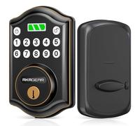 AkaGear Cerradura de puerta de entrada sin llave con teclado, cerradura inteligente para puerta delantera con 2 llaves, bloqueo automático, fácil instalación, DS10 Mini (bronce aceitado)