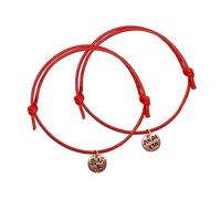akai ito Kaki La felicidad está en las pequeñas cosas, pulsera de hilo rojo del Destin doble oro rosa, pulsera amistad y amor, regalo simbólico para él y ella