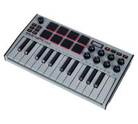 Akai Professional MPK Mini MK3 Destroyer Grey - Teclado controlador MIDI USB de 25 teclas, 8 drum pads, 8 perillas y software de producción musical, color gris