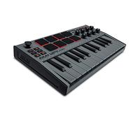 Akai Professional MPK Mini MK3 Destroyer Grey - Teclado controlador MIDI USB de 25 teclas, 8 drum pads, 8 perillas y software de producción musical, color gris