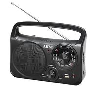 AKAI Radio AM/FM portátil con Bluetooth, USB y AUX Classic, robusta y fácil de usar, pantalla LCD, funciona con pilas