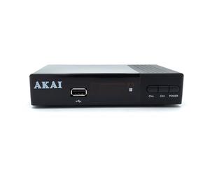 AKAI Receptor TDT Terrestre - Decodificador TDT HD, DVB-T2 y por Cable DVB-C, H265 HEVC, 10 bit, HDMI, USB, SCART, 1xLAN, 1000 Canales, TV y Radio, Compatible Dolby Digital, Búsqueda Automática