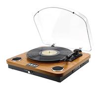 AKAI-Tocadiscos Bluetooth, Tocadiscos de Vinilo Vintage 33/45/78 RPM, Altavoces Estéreo Incorporados, Grabación de Vinilo, USB, Salida de Audio RCA, Lector de Tarjetas SD, Madera Natural