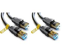 Akake Cable Ethernet Cat 8, 0,5 m, 1 m, 2 m, 3 m, 5 m, 6 m, 9 m, 12 m, 15 m, 18 m, 30 m, cable LAN profesional blindado en pared, interior y exterior(1M), negro, para Portátil (Paquete de 2)