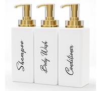Akalin - Botes Recargables de champú y acondicionador, dispensador Blanco y Dorado de 473 ml para baño, loción de baño, aceites de Masaje (Blanco)