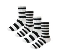 AKAMAS 4 pares de calcetines de algodón para mujer,Divertidos calcetines a rayas blancas y negras,Calcetines deportivos transpirables,Calcetines de moda casual calcetines tobillos,Calcetines de color