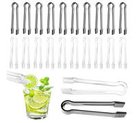 Akamino 20 pinzas de plástico para servir bufé, 6.3 pulgadas, pinzas de utensilios de cocina, mini pinzas de alimentos para cubitos de hielo, ensaladas, postres, barbacoa, galletas, fiesta