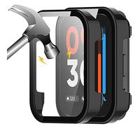 Akancy [2 piezas Estuche rígido compatible con realme watch 3 con película protectora, dureza 9H Estuche para PC Hart Vidrio templado delgado para Smart realme watch 3, negro