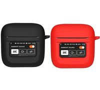 Akancy Compatible con la Funda para Auriculares JBL Tour Pro 2, [Admite Carga inalámbrica] [Funda 4tectora a Prueba de Golpes] Funda 4tectora de Silicona para Auriculares (Black Red)