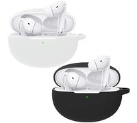 Akancy Compatible con la Funda para Auriculares OPPO enco Free 2, [Admite Carga inalámbrica] [Funda 4tectora a Prueba de Golpes] Funda 4tectora de Silicona para Auriculares (Black White)