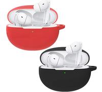 Akancy Compatible con la Funda para Auriculares OPPO enco Free 2, [Admite Carga inalámbrica] [Funda 4tectora a Prueba de Golpes] Funda 4tectora de Silicona para Auriculares (Black Red)