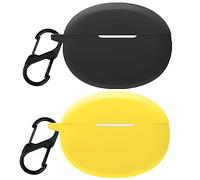 Akancy Compatible con la Funda para Auriculares OPPO Enco X2,[2 Piezas] [Admite Carga inalámbrica] [Funda 4tectora a Prueba de Golpes] Funda 4tectora de Silicona para Auriculares (Black Yello)