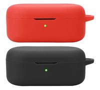 Akanry 2 Piezas Compatible con la Funda para Auriculares OPPO Enco Buds2 Pro, [Admite Carga inalámbrica] [Funda 4tectora a Prueba de Golpes] Funda tectora de Silicona para Auriculares (Black Red)