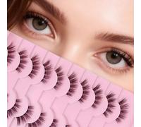 AKARABEAUTYLASHES Pestañas Postizas Naturales 10 Pares 3D Medias Pestañas Pelo a Pelo Faux Mink Half Lashes(BY02)