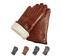 AKAROA ESTD 2019 Guantes de Piel para Hombre Con Función Táctil, Italiana, Forro de Cordero de Nueva Zelanda, 5 Tallas S - XL, Dan Cognac, XL