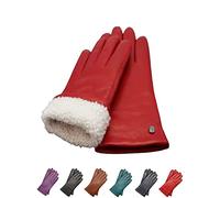 AKAROA ESTD 2019 Mia - Guantes de piel para mujer, función táctil, piel italiana, forro de piel de cordero original de Nueva Zelanda, 4 tallas S - XL, Mia Red, M -7,5