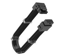 Akasa 90 grados 12VHPWR Cable 12+4 pines to 12+4 pines macho to hembra, 16AWG, 30 cm (negro), máximo 600 W, ATX 3.0 PSU, compatible con RTX 4090 4080 4070Ti 3090Ti Graphics Card, AK-CBPW32-30BK