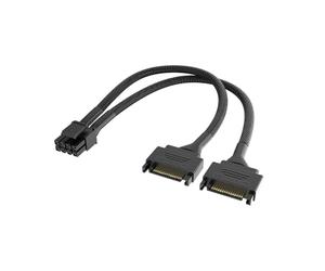 Akasa Adaptador de alimentación dual SATA a CPU de 8 pines, divisor de CPU de 8 pines (4+4), 18 AWG, EPS Converter Adaptador Extension Sleeved Cable, Convertir 2 SATA CPU a placa base de 8 pines, 15