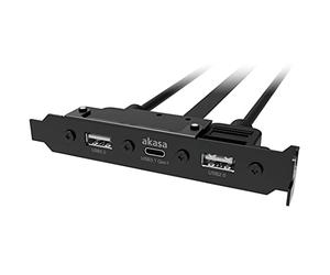 Akasa Cable Adaptador Interno USB 3.1 Gen 1 con Puertos USB 2.0 Tipo A duales | Soporte PCI | 5 GB/s | Convertidor Tipo A | Tarjetas de Puerto USB | AK-CBUB53-40BK