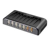 Akasa Conecte 7FC 5 Puerto concentrador USB 2.0 con 2 Puertos de Carga rápida y Adaptador de Corriente