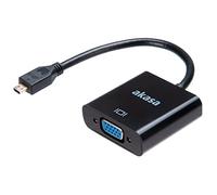 Akasa Conversor Micro HDMI a VGA | FHD 1080p | Oro & Níquel | 15cm | AK-CBHD21-15BK | Adecuado para Raspberry Pi 4, GoPro Hero 7, Laptop