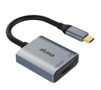 Akasa Lector de tarjetas USB 3.2 Type-C | Lector de tarjetas USB-C a MicroSD / SD | Lector de tarjetas de memoria | AK-CR-10BK | Diseñado para teléfonos, ordenadores portátiles, Drones con tipo C