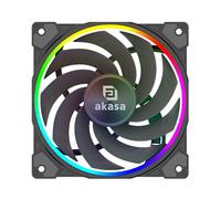 Akasa SOHO AR12 Reverse Blade, 120 mm Case Fan with Reverse Flow, Addressable RGB MHD Bearing PC Cooler, 4Pin PWM Silent Fan Under 31.6 dB (A) y flujo de aire hasta 58.3 CFM, negro, AK-FN123