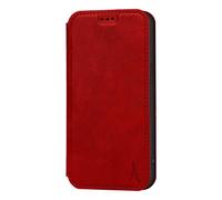Akashi Estuche para iPhone 12 Mini Cuero Real con Soporte y Tarjetero, Rojo