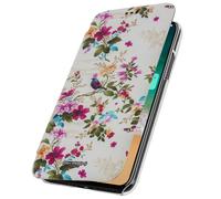 Akashi Funda Billetera para iPhone X / XS Flores y pajaritos, Multicolor