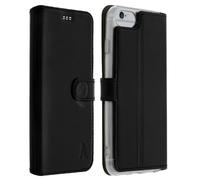 Akashi Funda Libro de Piel Genuina Negra para iPhone 6/6S/7/8