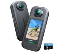 AKASO 360 Cámara de acción 360 con 64GB microSDXC U3 Tarjeta de Memoria, Sensor de 1/2", 5.7K 360, Fotos 72MP, Pantalla táctil de 2.29", Cámara Deportiva 360, Estabilización, para Deportes