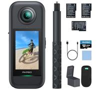 AKASO 360 Cámara de acción 360 Kit de Creador, con 128GB Tarjeta de Memoria, Sensor de 1/2", 5.7K 360, Fotos 72MP, Pantalla táctil de 2.29", Cámara Deportiva 360, Palo Selfie Invisible