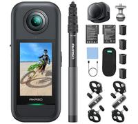 AKASO 360 Cámara de acción 360 Kit de Moto, con 128GB Tarjeta de Memoria, Sensor de 1/2", 5.7K 360, Fotos 72MP, Pantalla táctil de 2.29", Cámara Deportiva 360