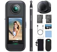 AKASO 360 Cámara de acción 360 Kit de Vista de Dron, con 256GB Tarjeta de Memoria, Sensor de 1/2", 5.7K 360, Fotos 72MP, Pantalla táctil de 2.29", Cámara Deportiva 360