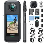 AKASO 360 Moto Pack - Action CAM 360° in 5.7K, Fotos 72MP, Doble Sensor de 1/2" 48MP, 360° Horizon Lock, Pantalla táctil 2.29", AI Tracking, Efecto Selfie Stick Invisible, Estabilización SuperSmooth