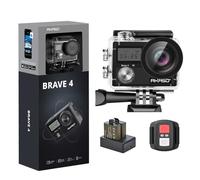 AKASO Brave 4 Cámara Deportiva 4K 20MP Cámara de Acción para Motociclismo | Cámara Acuática Sumergible 30M, con 2'' Pantalla, Estabilizador, modo de conducción, 5X Zoom, kits de accesorios