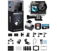 AKASO Brave 4 Pro Action CAM 4K30FPS 20MP con Tarjeta de Memoria U3 de 128 GB, cámara submarina de 40 m, Pantalla táctil Ultra HD, Gran Angular de 170°, estabilización de Hielo, Zoom 5X, Mando a